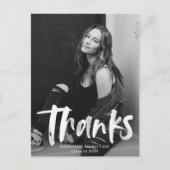 Brush Script モダン Photo Graduation Thank You ポストカード (正面)