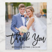 Brush Script モダン's 結婚 Thank You Photo ワインラベル (シングルラベル)