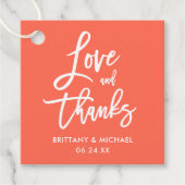 Brush Script 感謝してい Love and結婚 Coral フェイバータグ (正面)