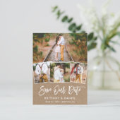 Brush Script 救  Our Date 4 Photo Kraft ポストカード (スタンド正面)