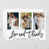 Brush Script 3写真結婚の愛と感謝してい サンキューカード (正面/裏面)