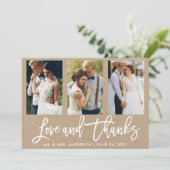Brush Script 3写真結婚の愛Kraft感謝してい サンキューカード (スタンド正面)