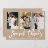 Brush Script 3写真結婚の愛Kraft感謝してい サンキューカード (正面/裏面)