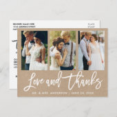 Brush Script 3写真結婚の愛Kraft感謝してい ポストカード (正面/裏面)