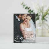 Brush Script Forever Thank's Photo結婚.ブラシスクリプトモダン ポストカード (スタンド正面)