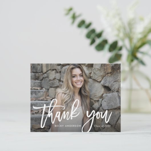 Brush script graduation thank you ポストカード (スタンド正面)