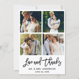 Brush Script Loveとの感謝してい結婚4 Photo サンキューカード