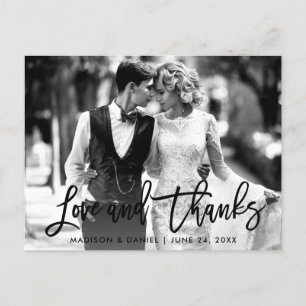 Brush Script Love 感謝してい Black and  White Photo ポストカード