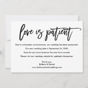 Brush Script Love Is Patient New Date Card セーブザデート