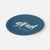 Brush Script Navy卒業 ペーパープレート (アングル)