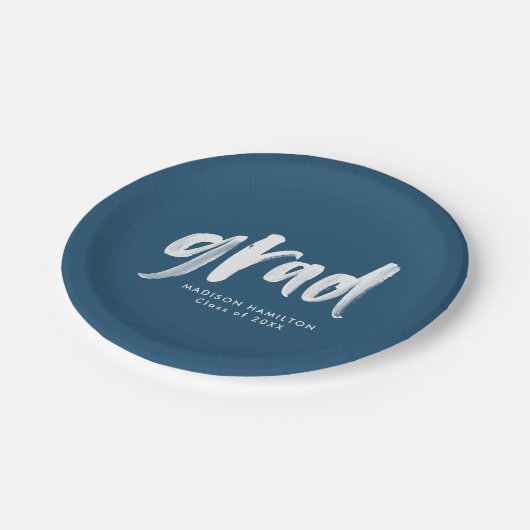 Brush Script Navy卒業 ペーパープレート (アングル)
