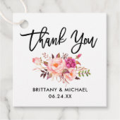 Brush Script Pinkフローラ結婚ズ・サンキュー フェイバータグ (正面)