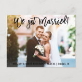 Brush Script Weカップル得の結婚した写真 ポストカード (正面)