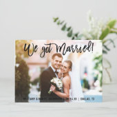 Brush Script Weカップル得の結婚した写真 案内状 (スタンド正面)