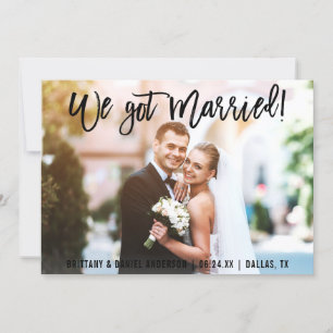 Brush Script Weカップル得の結婚した写真 案内状