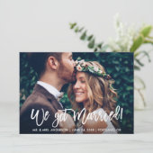 Brush Script Weモダン Coule得結婚した Photo 案内状 (スタンド正面)