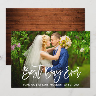 Brush Script Wood 最高の Day Ever 結婚 Card(ブラシ台木のウッドの 招待状