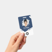 Brush Stroke Employee Photo, Bar Code, Logo, Name バッジ (手持ち)