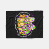 Brush Stroke King Cake Bow Funny Mardi Gras Beads  フリースブランケット (正面(横))