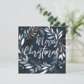 Brush stroke wreath Blue Merry Christmas シーズンカード (スタンド正面)