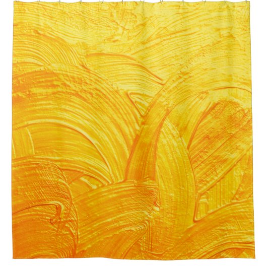 Brush strokes and curves gold abstract background シャワーカーテン (正面)