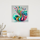 Brush Symphonyの略。抽象芸術歯ブラシアート ポスター (キッチン)