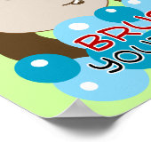 Brush Your Teeth Monkey Bathroom Art Print ポスター (角)