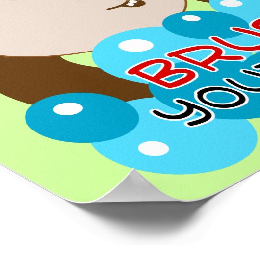 Brush Your Teeth Monkey Bathroom Art Print ポスター (角)