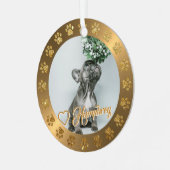 Brushed Brass Gold Glitter Paw Pet Name Christmas メタルオーナメント (正面左)