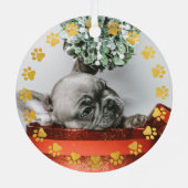 Brushed Brass Gold Glitter Paw Pet Name Christmas メタルオーナメント (裏面)