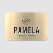 Brushed Gold Background Office Logo Employee Staff 名札 (正面)