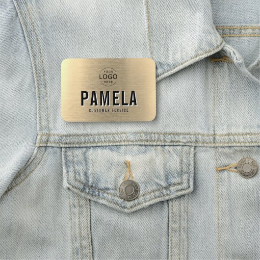 Brushed Gold Background Office Logo Employee Staff 名札 (インサイチュ)