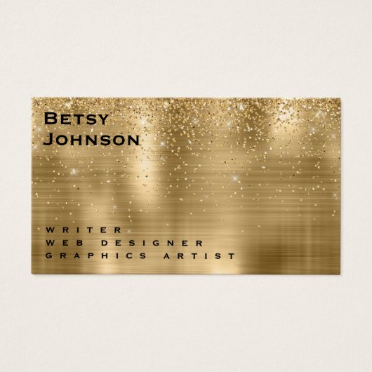 Brushed Gold Foil and Glitter Business Card (正面)