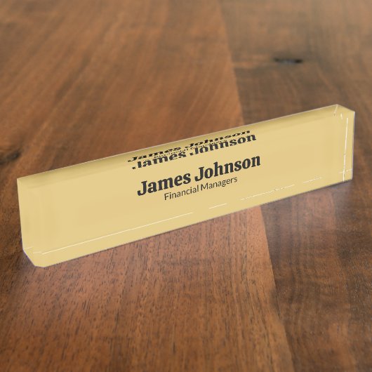 Brushed Gold Retro Bold Serif Desk Name Plate デスクネームプレート (側面)