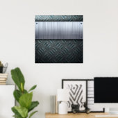 Brushed Metal Diamond Plate Template ポスター (ホームオフィス)