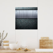 Brushed Metal Diamond Plate Template ポスター (キッチン)