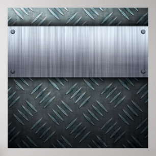 Brushed Metal Diamond Plate Template ポスター
