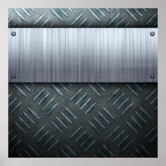 Brushed Metal Diamond Plate Template ポスター (正面)