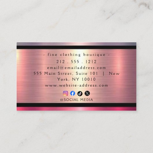 Brushed Metal Gold Banding  Business Card 名刺 (裏面)