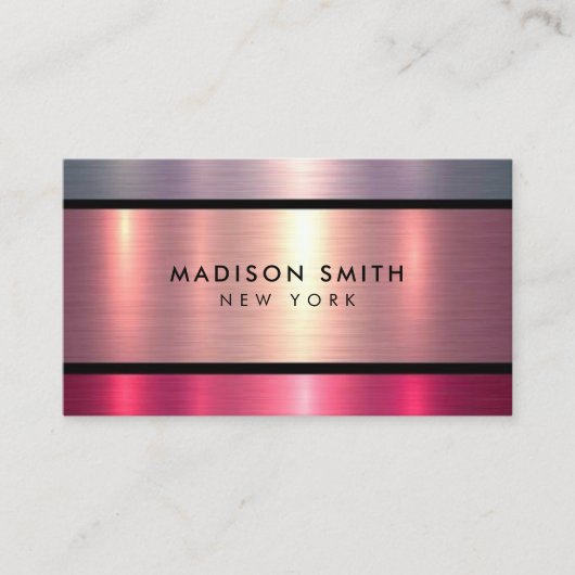 Brushed Metal Gold Banding  Business Card 名刺 (正面)