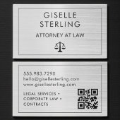 Brushed Metal Lawyer Attorney at Law QR Code  名刺