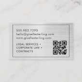 Brushed Metal Lawyer Attorney at Law QR Code  名刺 (裏面)