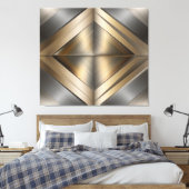 Brushed Metallic Geometric Diamond Pattern キャンバスプリント (インサイチュ (寝室))