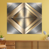 Brushed Metallic Geometric Diamond Pattern キャンバスプリント (インサイチュ (リビング))