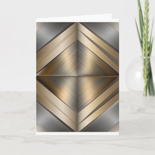 Brushed Metallic Geometric Diamond Pattern サンキューカード (正面)
