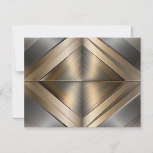 Brushed Metallic Geometric Diamond Pattern ノートカード (正面)
