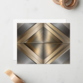 Brushed Metallic Geometric Diamond Pattern ノートカード (正面/裏面インサイチュ)