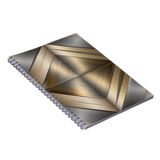Brushed Metallic Geometric Diamond Pattern ノートブック (右側)