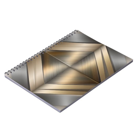 Brushed Metallic Geometric Diamond Pattern ノートブック (左側)
