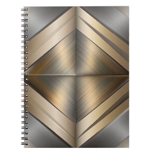 Brushed Metallic Geometric Diamond Pattern ノートブック (正面)